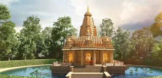 Serene Temple And Pond